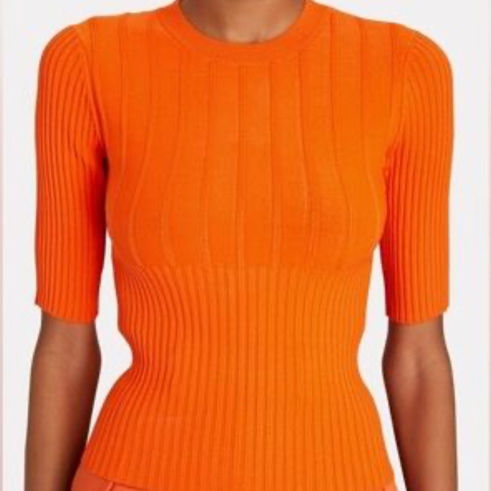 Frame Denim Orange Ribbed Sweater